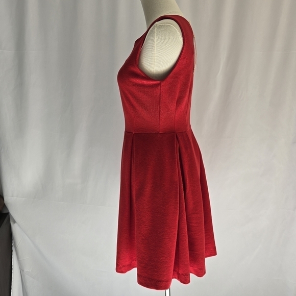 NWT Esley Sleeveless Red Pleated Fit and Flare Mini Dress Sz. S - Picture 4 of 12